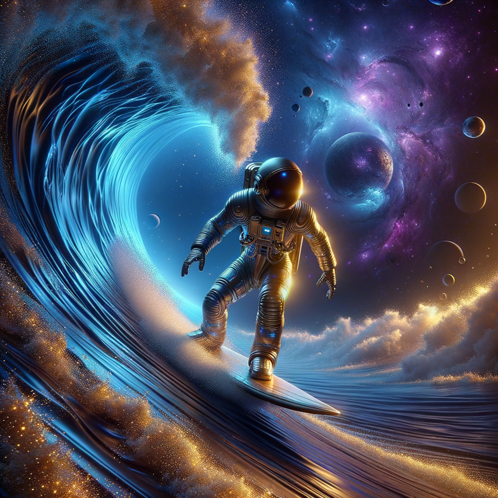 Astronaut surfing on cosmic wave